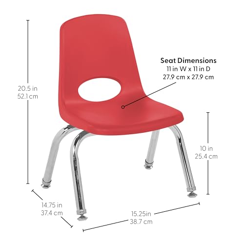 FDP 10" School Stack Chair with Swivel Glides, Assorted, 4-Pack