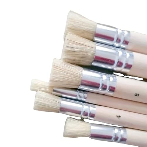 FENOKD 3 Pcs Wooden Stencil Brush Natural Bristle Paint Brushes Strokes Bristle Paint Brush Use for Acrylic Painting Painting Stencil Oil Painting DIY Art Crafts Paint Brush