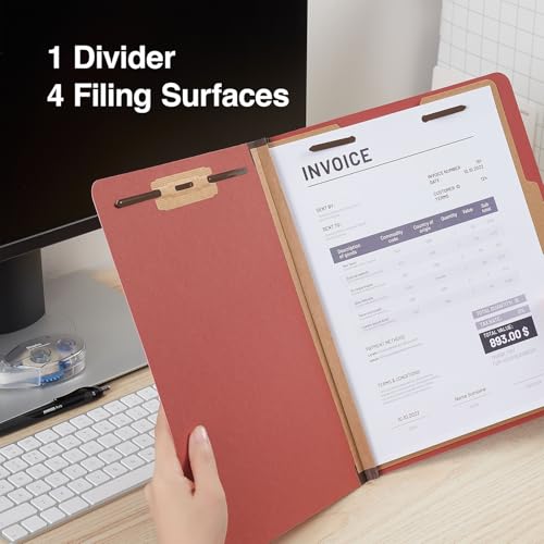 Staples Pressboard Classification Folder, Letter, 1-Div, Red, 20/Box