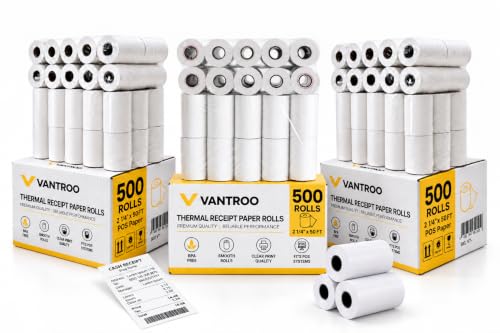 2 1/4 x 50 FT Thermal Receipt Paper Rolls | Premium BPA Free-Fits All POS Systems, Square, Moneris, Verifone & Clover Credit or Debit Machines | 57mm POS - 2.25 x 50 Thermal Printer Paper (500)
