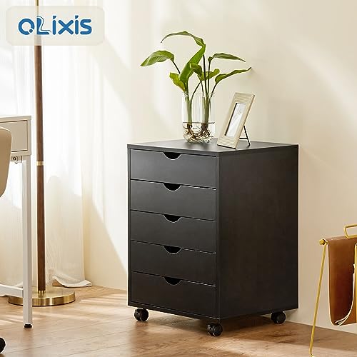OLIXIS 5 Drawer File Cabinet with Wheels, Under Desk Storage Printer Stand