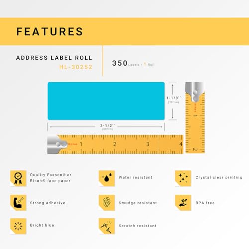 HouseLabels Compatible with Dymo 30252 Labels, Blue, 1-1/8" x 3-1/2"