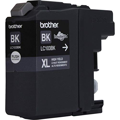 Brother Genuine High Yield Black -Ink -Cartridge, LC103BK, Replacement Black -Ink, Page Yield Up to 600 Pages, Amazon Dash Replenishment -Cartridge, LC103, 1 OEM -Cartridge