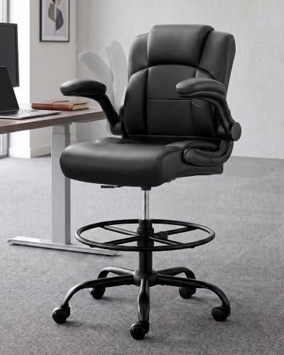 Drafting Chair with Flip-Up Arms, Tall Office Chair for Standing Desk