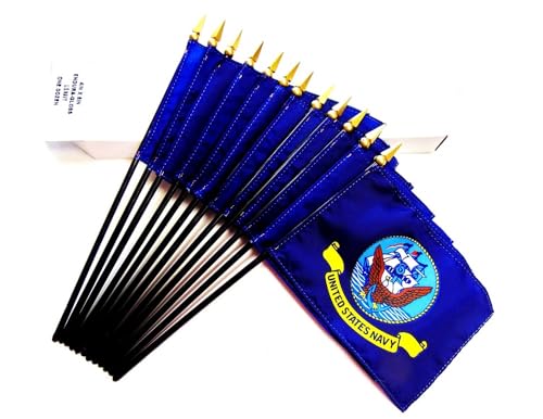 USA‑Made Military Mini Flag Set with White Stand, 7 4x6 Flags no POW