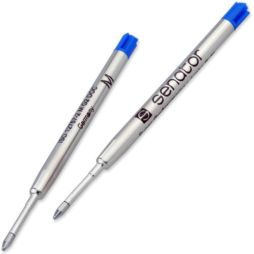 Senator G2 M Blue Ballpoint Pen Refill Set of 2 Metal Large Capacity Refill Colour: Blue Line Width: 1.0 mm G2 Parker Type M, ISO 12757-2 Indelible (140-9-2BL)