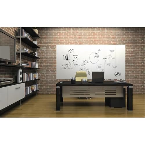 Aria 4'H x 8'W Low Profile 1/4" Glass Whiteboard - Horizontal White - 4 Markers and Eraser