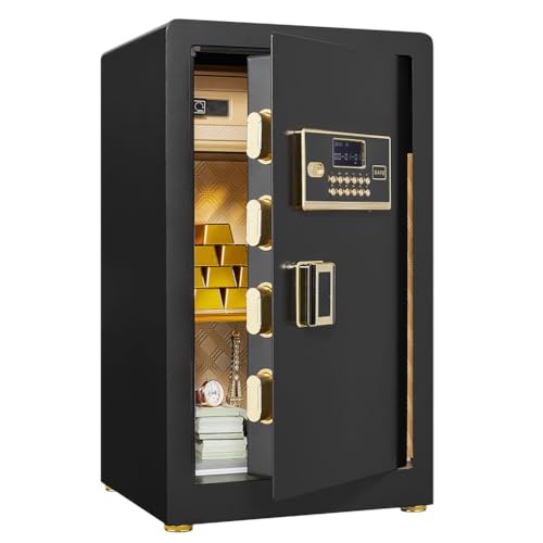 HOYOC Extra Large Safe Fireproof Waterproof, Anti-Theft Digital Security Lock Box with Smart Alert System, Anti-Theft Fireproof Safe Box with Removable Shelf, Mute Function, for Home Office