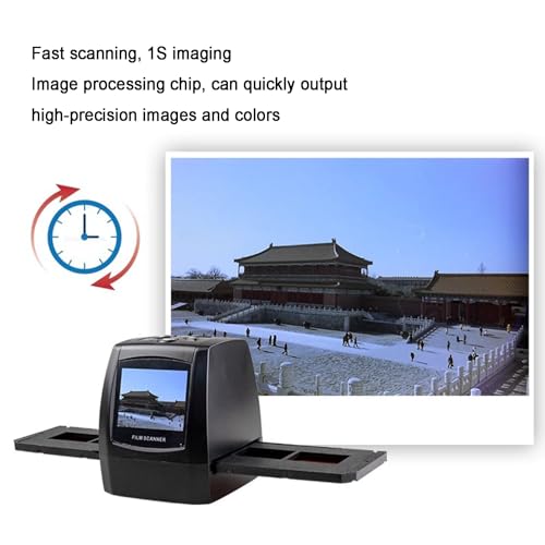 Film & Slide Scanner, High Resolution Slide Viewer, with 2.36 LCD Screen, Easy Load Film Adapters, Converts 35mm, 126, 110