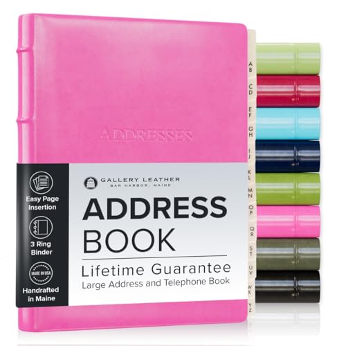 Gallery Leather Personalized Large Address Book with Alphabetical Tabs up