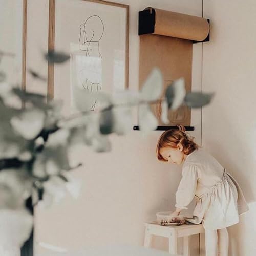 LNNW Kraft Paper Dispenser Wall Decor Kraft Paper Dispenser, Black to-Do Lists Paper Roll Cutter for Kids Wall Art Graffiti/Cafe Bar Daily Menu Decorative Message Boards for Wall(67cm/26.3in)