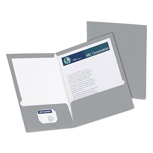 Oxford Executive-Style Laminated Portfolios, 8-1/2"x11", Gray, 25/Box ESS51705