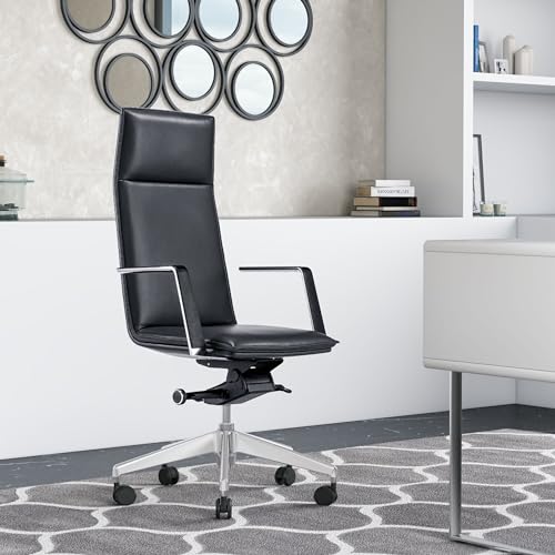 Limari Home Welltins Collection Modern Leatherette High Back Executive Office Chair, Black
