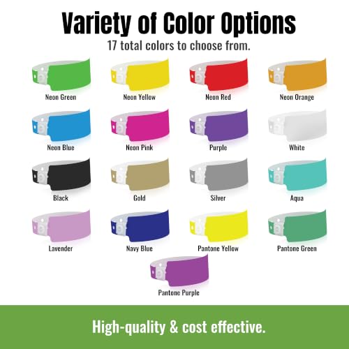 500 WristCo Neon Yellow Wide Plastic Wristbands for Events - Secure Design