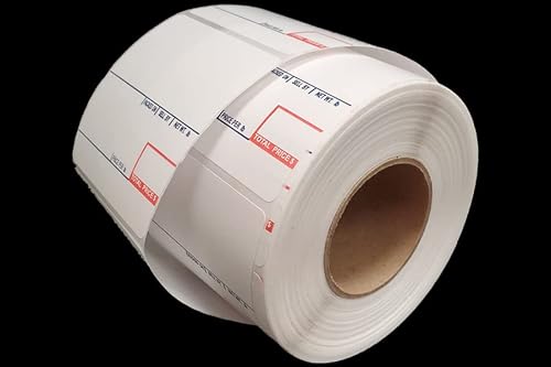 Aquos CAS Scale Labels Roll – White Label Roll for CAS Scales | Thermal Printer Stickers | Self Stick Deli Scale Labels for Food & Meat Packaging (36 Rolls, 8000)