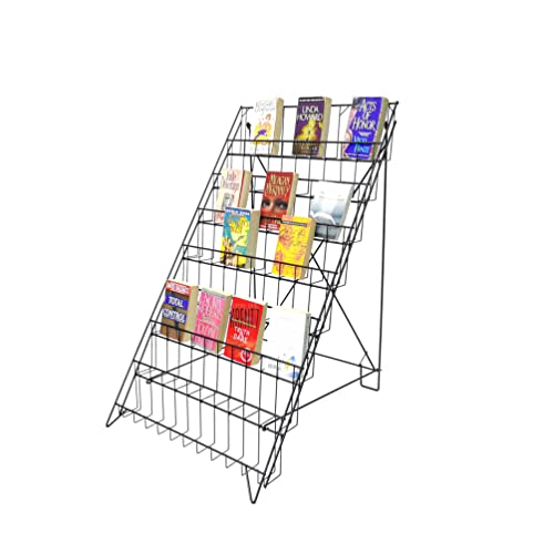 FixtureDisplays® 8-Tier Literature Holder Greeting Card Floor Stand Displays Book DVD Brochure Travel Collapsable Wire Metal Rack 1483