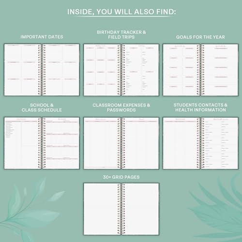 PLANBERRY Teacher Planner, Undated Lesson Plans, Homeschool Calypso Teal