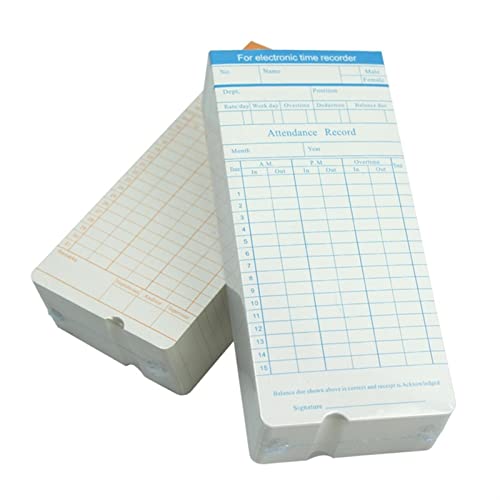 MKJGGII 4Pcs Clock in English Time Attendance Paper Card Commute Record