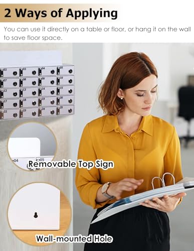 Cell Phone Locker White Acrylic Cell Phone Lockers for Employees, Smartphone Pocket Chart Storage Cabinet with Independent Keys and Locks, 4 6 9 10 12 15 20 25 30 40 50 60 80 100 Slots(10 Slots)