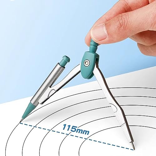 Compass Geometry Tool Math Geometry Kit Set, 8 Pieces, with Storage Box, Student Supplies Drawing Compasses, Including Protractor, Ruler, Compass, Refill, Pen, Eraser Drafting Tools Geometry Tool Set