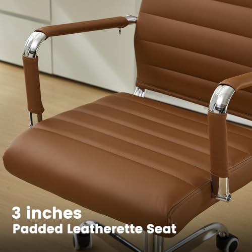 Seanail Office Desk Chair Leather, Conference Room Chairs with Wheels, Modern Executive Computer Guest Chairs with Arms.