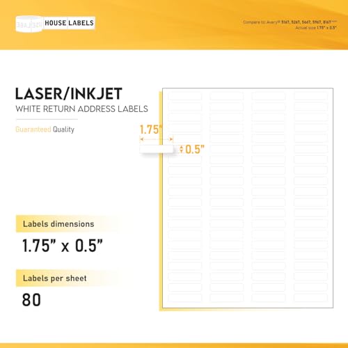 HouseLabels 80-up Address Labels (1/2" x 1-3/4") with Blackout Technology