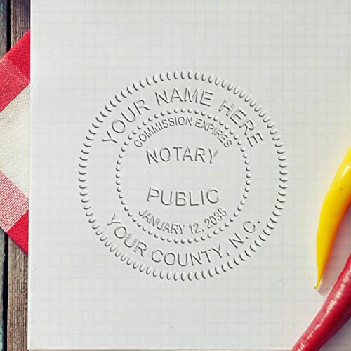 Heavy Duty North Carolina Notary Embossing Seal, Long Reach Desk Stamp NC