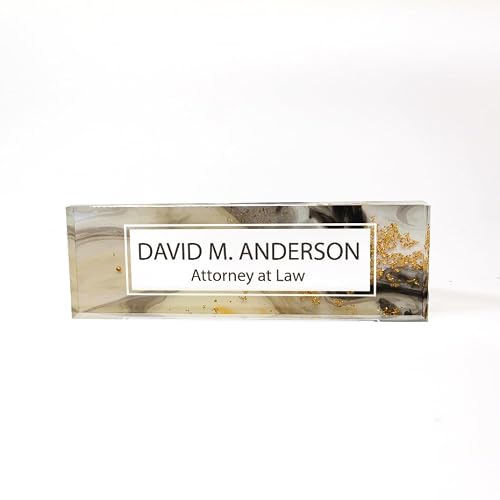 Desk Name Plate | Custom Office Decor Nameplate Sign | Personalized Gift | Gold Marble | Women Decor | ARTSWAVE