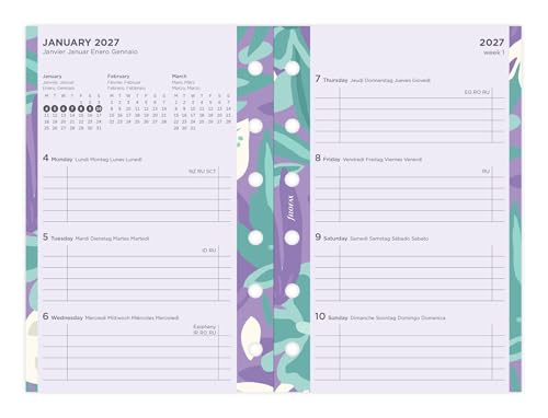 Filofax Pocket Illustrated Floral Week on 2 Pages 2027 diary Pack 27-6321