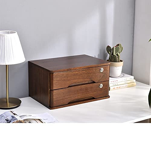 SDVantage Flat File Cabinet - Solid Wood Storage Box, Wooden Desktop Storage Box with Lockable Drawers, Office Supplies A4/Receipt File Organizer, Locking Filing Cabinet 2/3/4 Draw,2 Layer