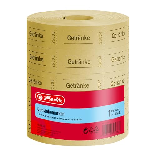 Herlitz 791780 Drink Tickets 5 x 1000 Tearable Assorted by Colour