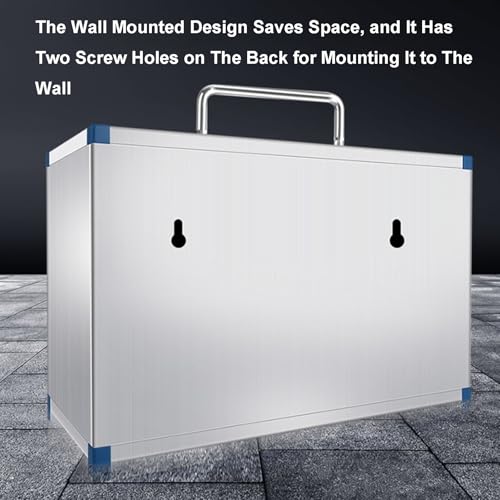 OREKPOT Portable Wall-Mounted Safe, Stainless Steel Ty Box with Handle for Schools, Hospitals, and Businesses - Silver, 42X20X27Cm，Silver 22x20x15cm/9x8x6in