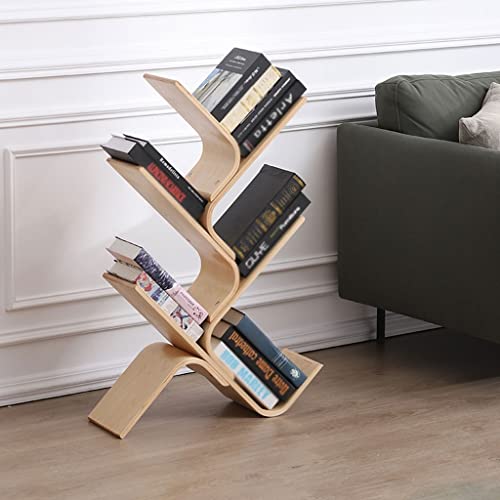 GSOUL Indoor Bookcase Organizer Bookshelf Tree-Shaped Small Bookshelf Multi-Layer Shelf Floor Shelf Office File Shelf Study Bookshelf 6 Independent Bookshelf(Brown,A2)