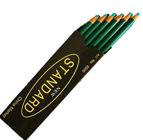 STANDARD 12 Non-Sharpening Wax China Marker Pencil, Green Colour 17cm