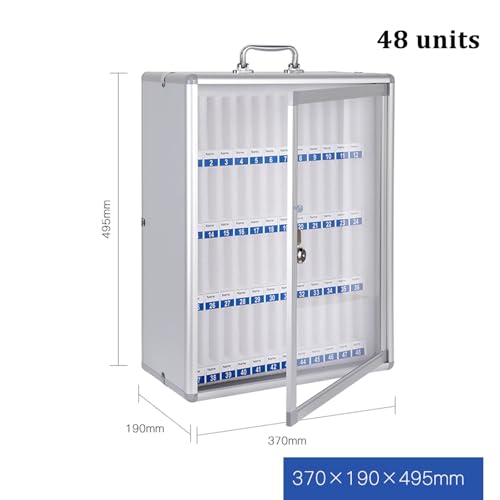 Classroom Office Cell Phone Locker Cabinet,12/24/36/48/60 Slot Aluminum Alloy Clear Pocket Chart Cell Phones Storage Cabinet,Wall-Mounted Mobile Phone Safe Deposit Box with Safety Lock & Handle