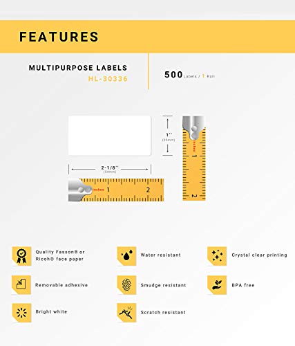 HouseLabels Compatible with Dymo 30336 Labels, 1" x 2-1/8"