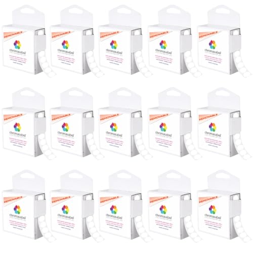 ChromaLabel Removable White Dot Stickers, 1/2 Inch, 1000/Box Case of 15