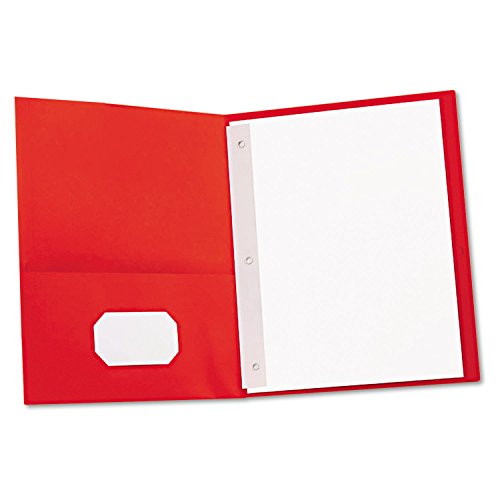 Universal 57118 Two-Pocket Portfolios w/Tang Fasteners, 11 x 8-1/2, Red (Box of 25)