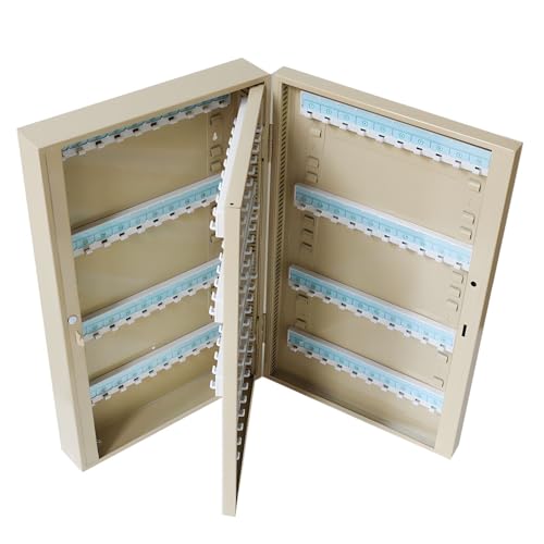 Banfluxion 160 Hooks Key Cabinet Lockable Key Organizer Storage Box Wall Mount Beige Key Lock Box with Colorful Key Tag