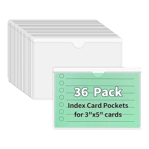 Pack of 36 Clear Adhesive Pouches PVC Adhesive Card Insert Pockets Easy Slot for Quick Identification in Storage Sleeve