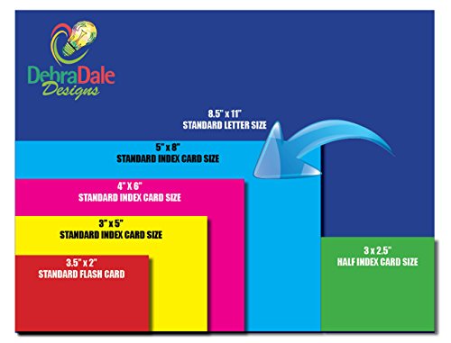 Debra Dale Designs 5" x 8" Color Bar Ruled Index Cards, 110# - 560 Count, 16 Unique Colors - Perfect for Flash Cards, Exams, Art History - Made in the USA