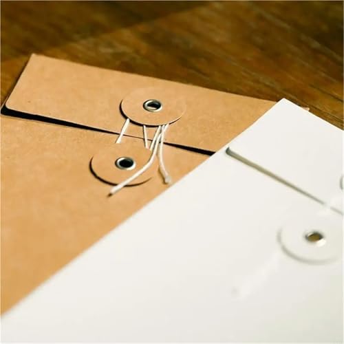 Durable 120Pcs 6.7x4.5 Inch Vintage Brown Paper String Business Envelopes Button and Tie Closure Clasp File(C)