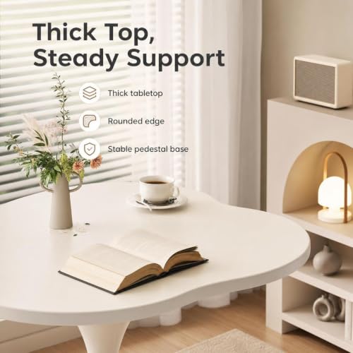 RIXNOMA Round Conference Table with Wood Base, Wooden Meeting Room Table for Office Conference Rooms and Small Office Spaces, Sturdy Modern Business Meeting