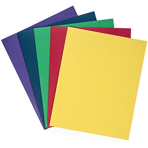 Blue Summit Supplies 100 Paper 2 Pocket Folders, Letter Size, Assorted