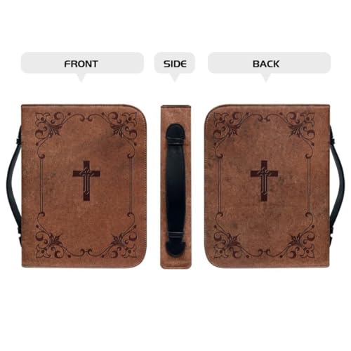 Women's Bible Cover-Premium PU Leather Portable Case with Handle Zippered Pocket, Standard Size and Bible Accessories, for Church/Devotion/Study-Ideal Christian Gift(E,12in)