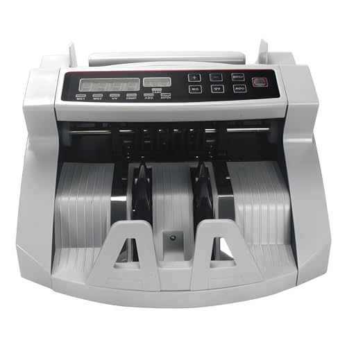 Money Counter Machine with Value Count, UV/MG/IR Counterfeit Detection Function Cash Counter, Cash Counter with Add and Batch Modes, Mix Denomination Counter Machine for Bank Supermarket US Plug