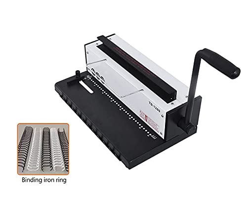 INTBUYING All Steel Metal Base Wire Coil Binding Machine 34Holes 3:1 Square Punching-Binding Machine Binding Iron Ring Machine 120 Sheets Binding Capacity#TD1200 Machine a Cahier Spirale