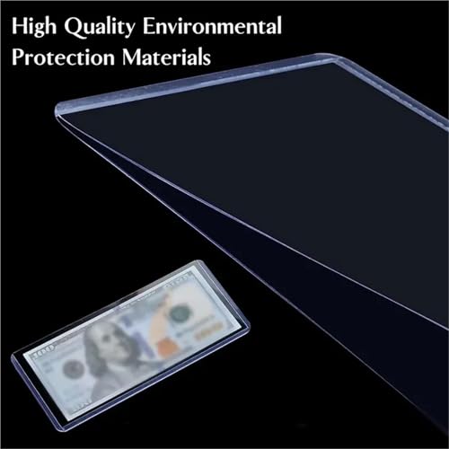 60pcs Clear PVC Bill Currency Sleeves, Hard Plastic Money Holder for Collection Protector Case 173x75mm