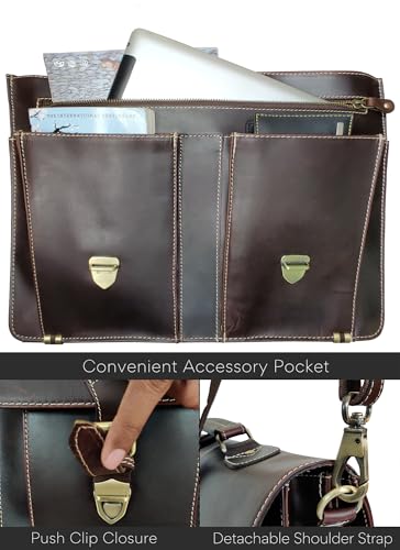 Leather Messenger Bag for Men, 16 Inch Laptop Briefcase, Vintage Satchel