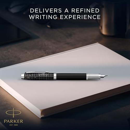 Parker IM Premium Fountain Pen | Legacy of Flight Collection | Chrome Trim | Fine Nib with Blue Ink Refill | Gift Box